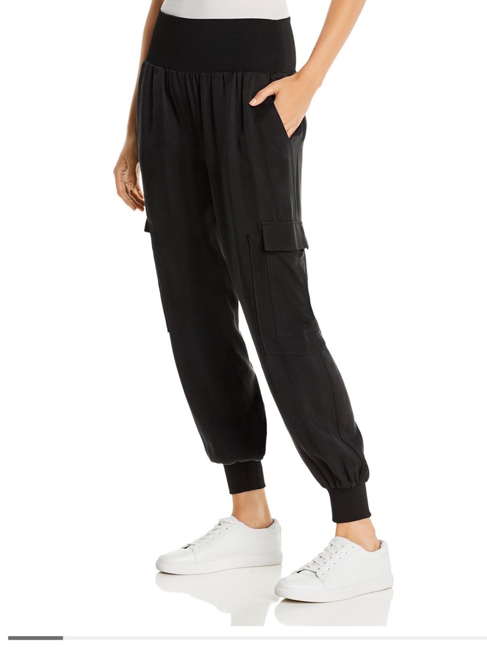 cinq a sept Black Cargo Jogger Pants with Elastic Waistband